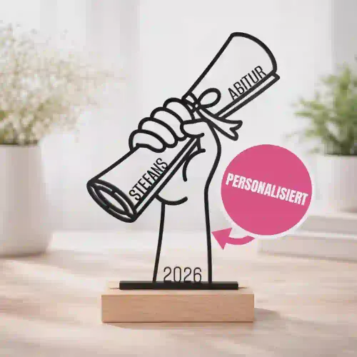 Personalisierter Line-Art-3D-Aufsteller zum bestandenen Abitur