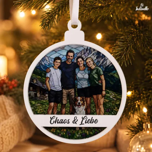 Personalisierte Baumkugel als Weihnachtsgeschenk für die Familie