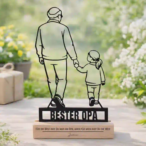 Personalisierter Line-Art-3D-Aufsteller als Geschenk für Opa