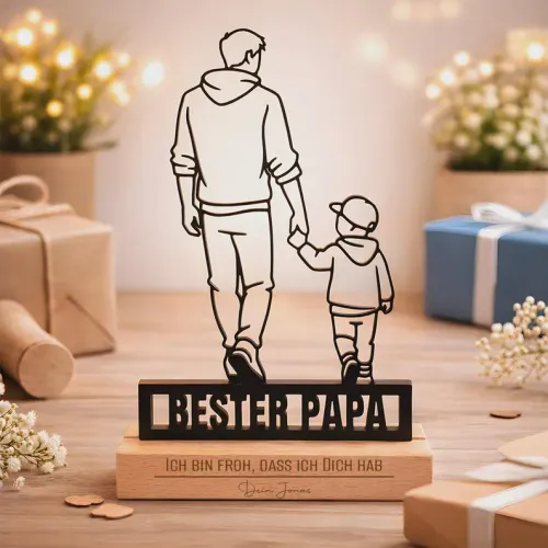 Personalisierter Line Art Aufsteller als Geschenk für Papa