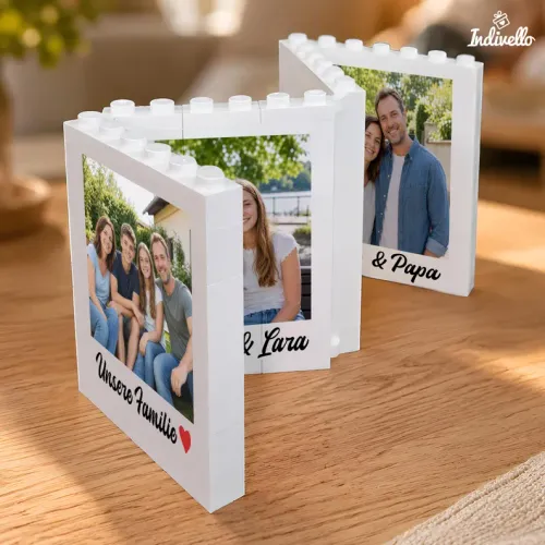 Personalisiertes Fotoalbum aus Klemmbausteinen für die Familie