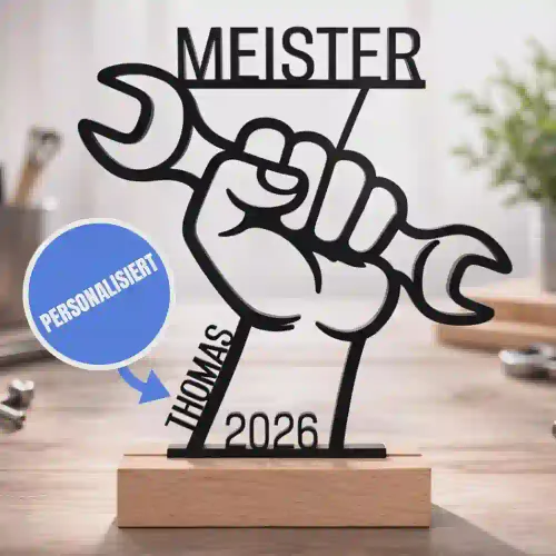 Personalisiertes Geschenk zur Meisterprüfung mit Namen und Jahr