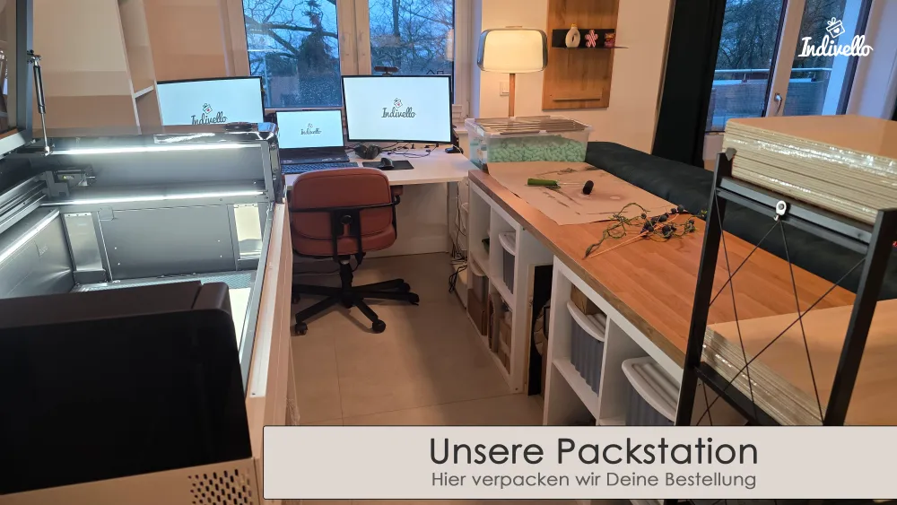 Packstation von Indivello, an der jede Bestellung sorgfältig verpackt wird